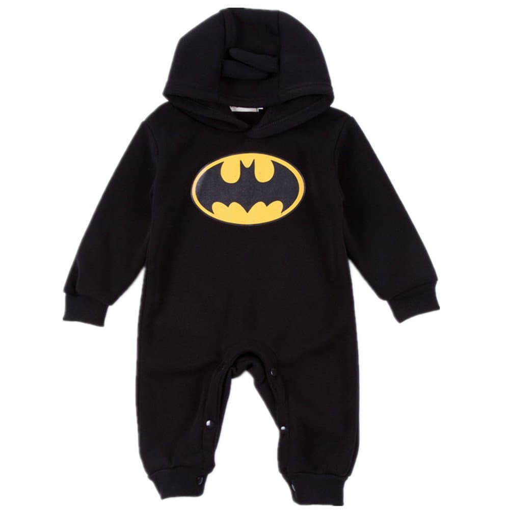 OuTaking Baby Boys' Batman Hood One-piece Little Boys Jumpsuit for 0-24 Months