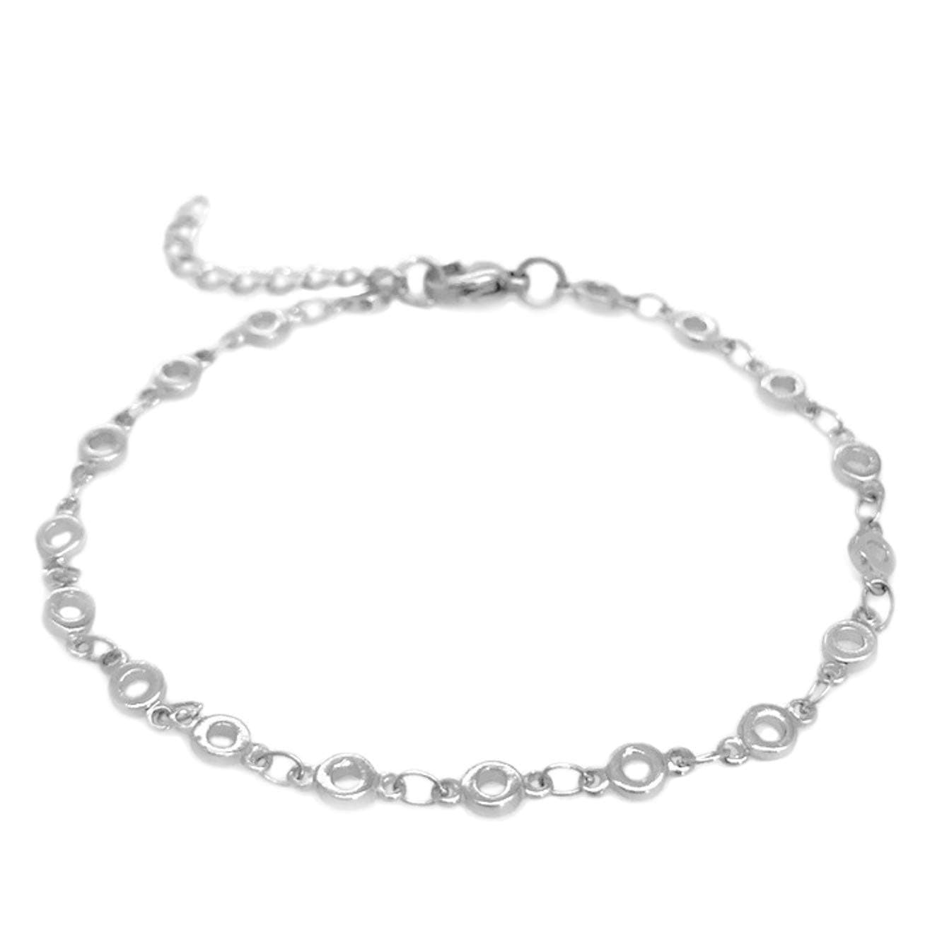 Loralyn DesignsStainless Steel Open Circle Dainty Chain Link Womens Bracelet Adjustable