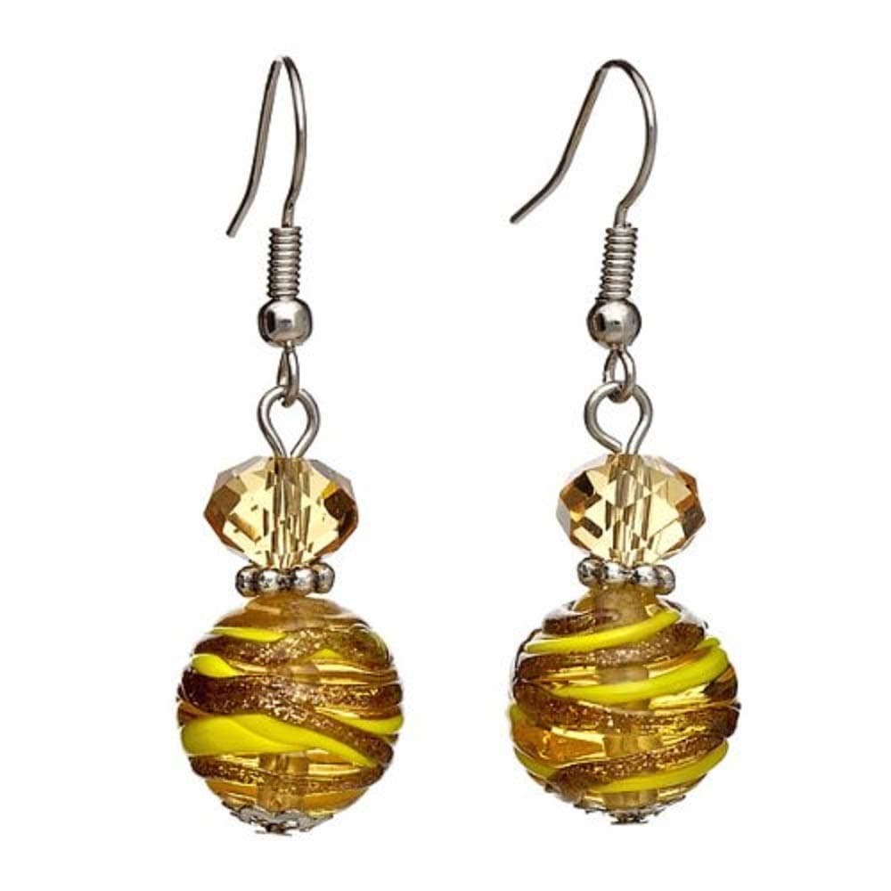 “Gleaming Gold” Hand-Blown Venetian Murano Glass Earrings