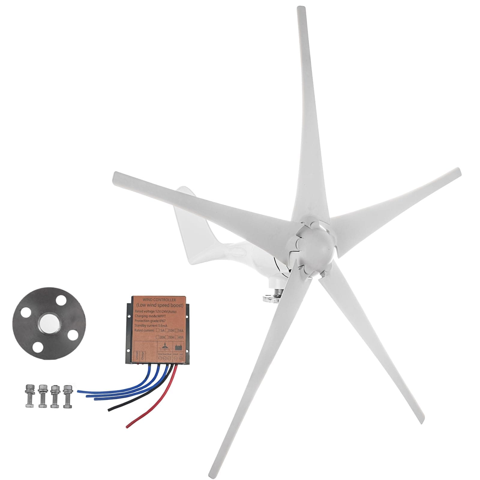 Wind Turbine 1200W DC 12V Wind Generator with 5 Blades Winds Turbine Kit with MPPT Controller for Boats, Gazebos, Chalets, or Mobile Homes