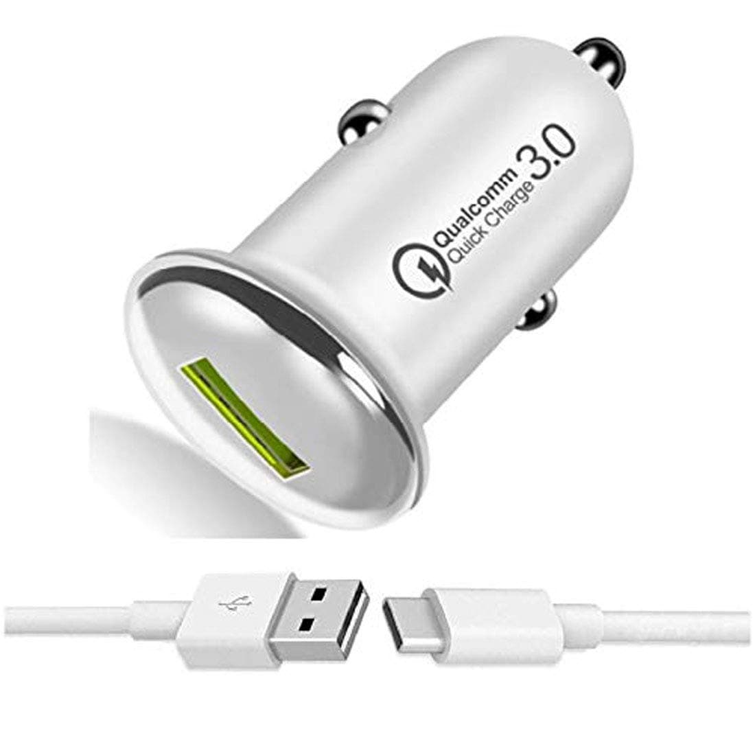 3.1A Fast Charging Car Charger For LG Nexus 5X 18W Qualcomm Quick Charge 3.0 Car Charger, Fire Resistant, Lightweight, & Compact Smart Charging Car Charger for All Mobiles with Type-C USB Data Cable (GAT2-Black)