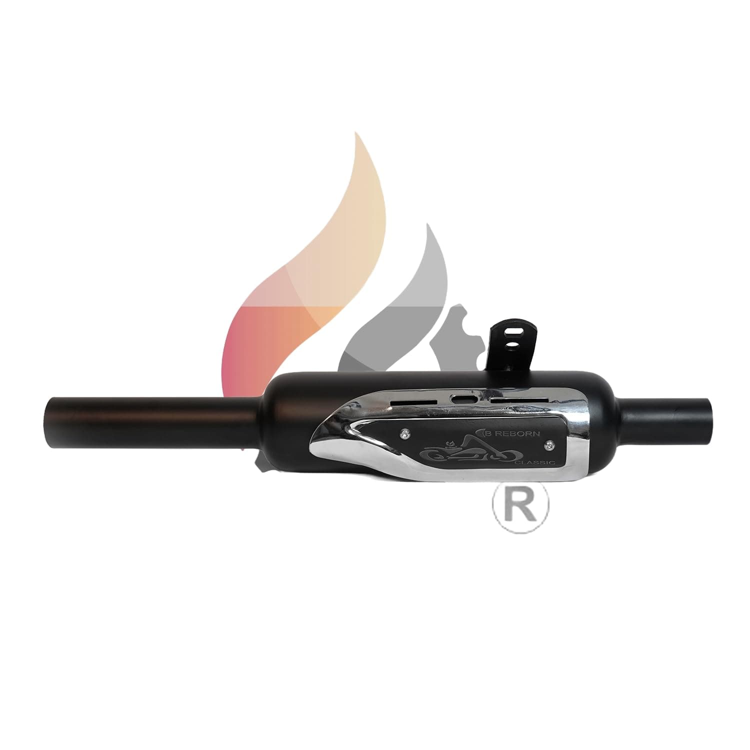 Indori classic reborn (Black) silencer FOR ROYAL ENFILED CLASSIC REBORN NEW MODEL 350CC / METEOR 350CC BY C-KON