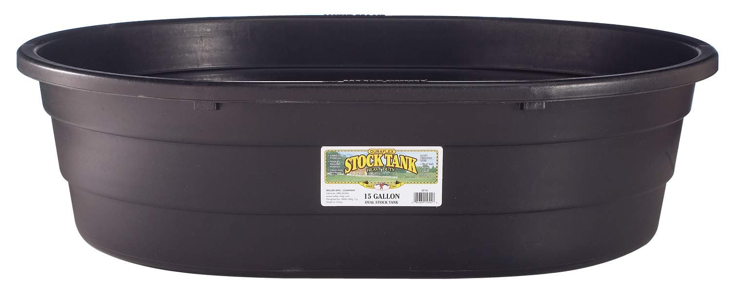 Little Giant® Poly Oval Stock Tank | Water Trough | Plastic Pond Tub | Heavy Duty Feeding & Watering Trough for Livestock | 15 Gallons