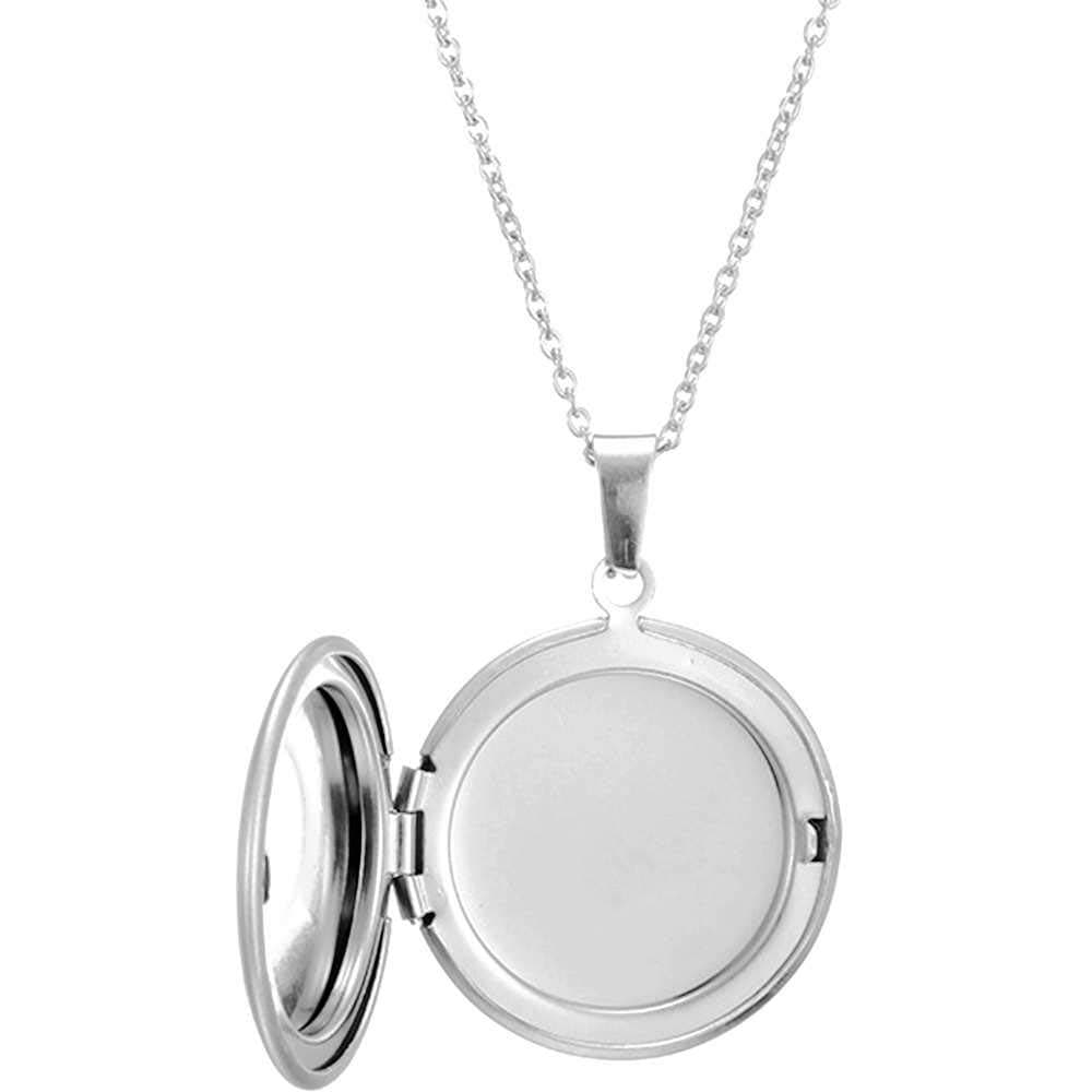Jewelers Stainless Steel Round Shaped Locket Style Statement Party Wedding Pendant Necklace