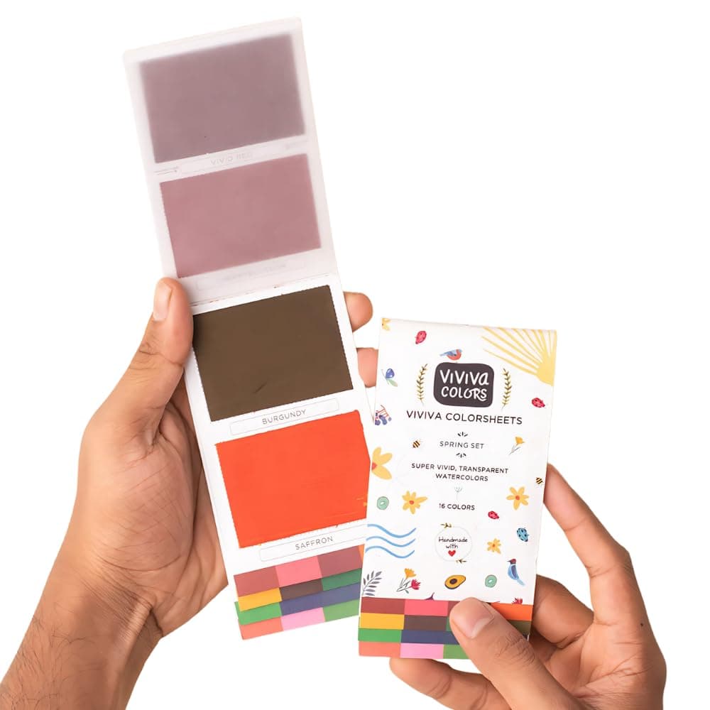 Viviva Colors Coloursheets, Spring Single Set, 16 Vibrant Watercolours, for Outdoor and Travel, VV276003