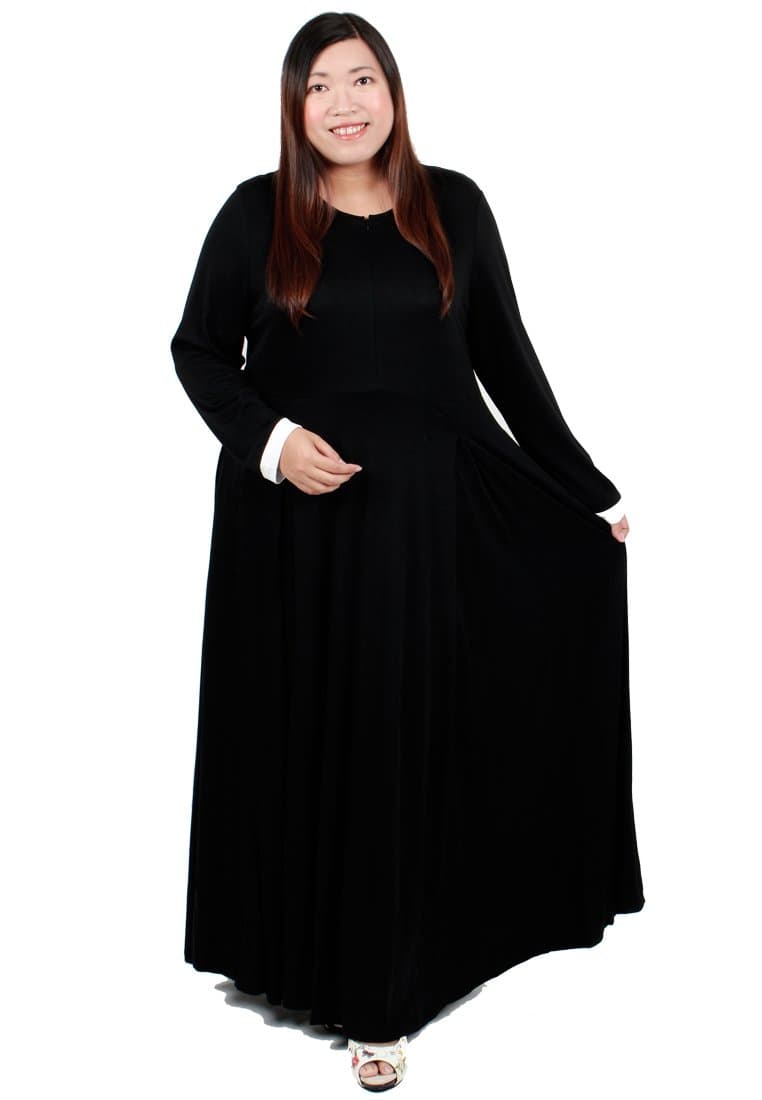 Mis Claire Women's Plus Size Plain Color Jubah (2XL, Black)