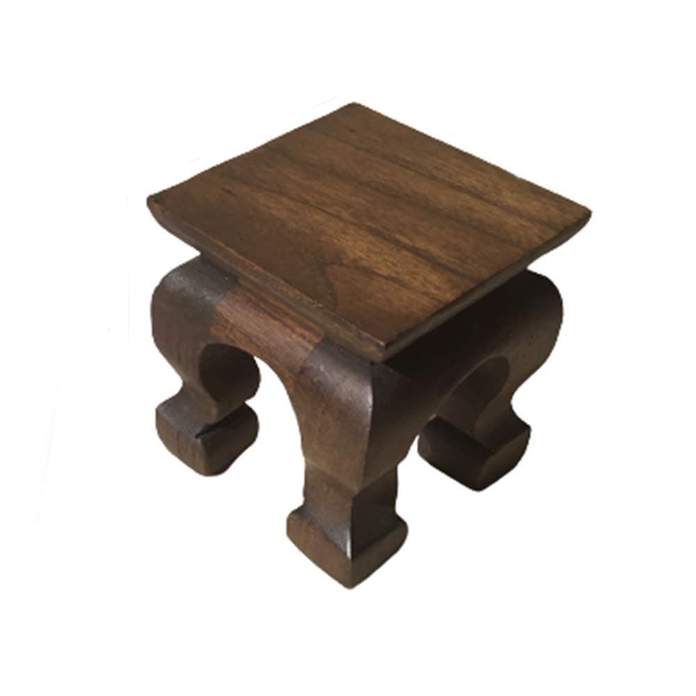 Mini Table Buddha Statue Stand Worship Pedestal Furniture Display Stand Wooden Square Shape Solid Thai Teak Wood Base Holder for Small Little Things Statues Items (W3 x D3 x H3.5)
