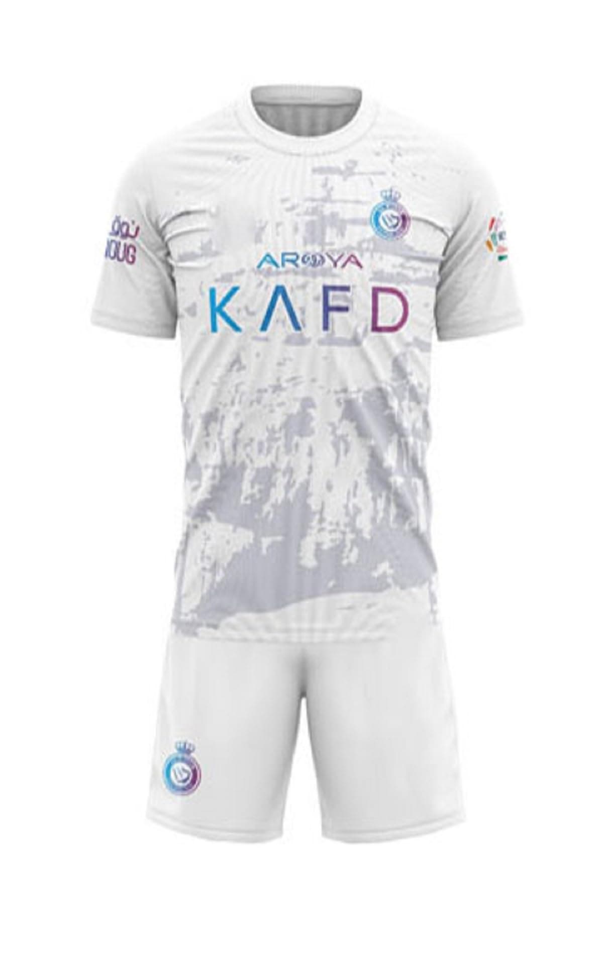 AL Nasr Football Jersey Set for Kids, Ronaldo 07, White, Includes Jersey and Shorts