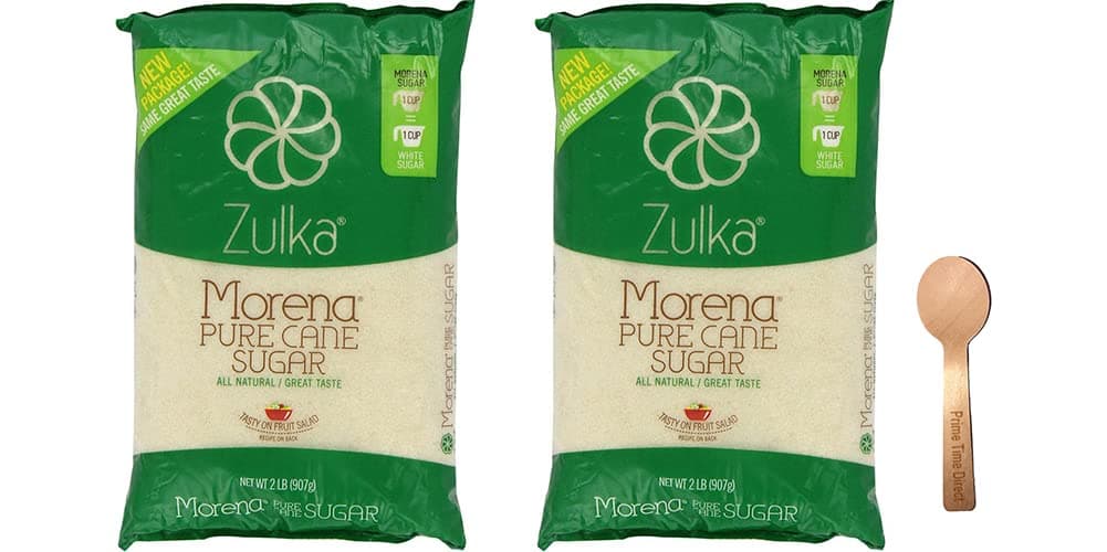 ZucarmexZulka Pure Cane Sugar Azucar Morena, 2 lb (Pack of 2) Bundle with PrimeTime Direct Spoon in a PTD Sealed Bag