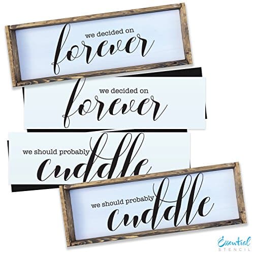 Cuddle + Forever Stencil Set for Wood Signs | Perfect for Painting On Wood, DIY French Country Home Decor Calligraphy Signs, Rustic Decor for Farmhouse, Fixer Upper, Joanna Gaines, Magnolia Style