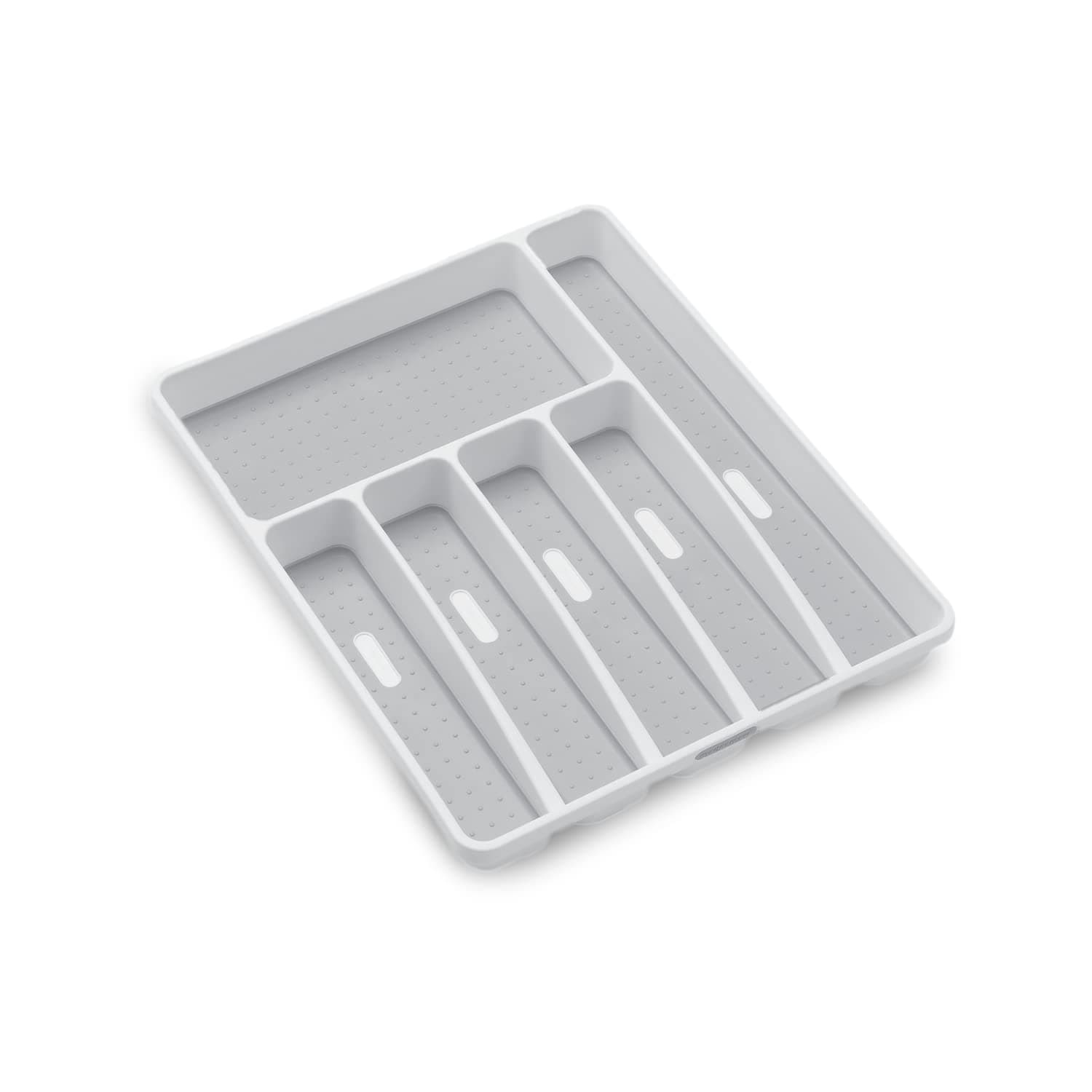 Classic Large Silverware Tray - White |CLASSIC COLLECTION | 6-Compartments| Kitchen Drawer Organizer | Soft-Grip Lining and Non-Slip Rubber Feet | BPA-Free