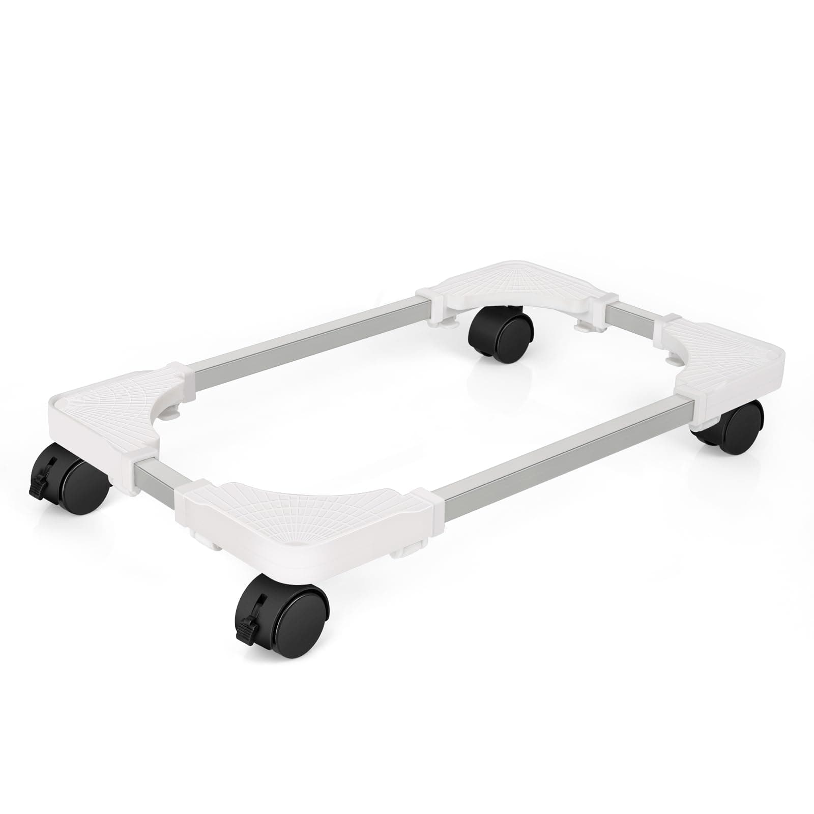Liitrton Mobile CPU Stand Adjustable Computer Tower Stand with 4 Caster Wheels Fits Most PC (White)