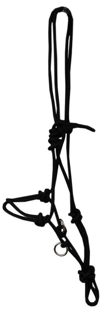 Reitsport Amesbichler AMKA Knot Halter with Rings Black Size Warmblood for training, groundwork, lunging or for riding sidepull halter bitless bitless