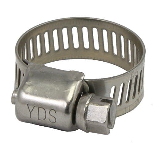 YDS All 300 Grade Stainless Steel Mini Hose Clamp, Worm-Drive, SAE Size 5, 7/16" to 3/4" Diameter Range, 0.35 Bandwidth (Pack of 10)