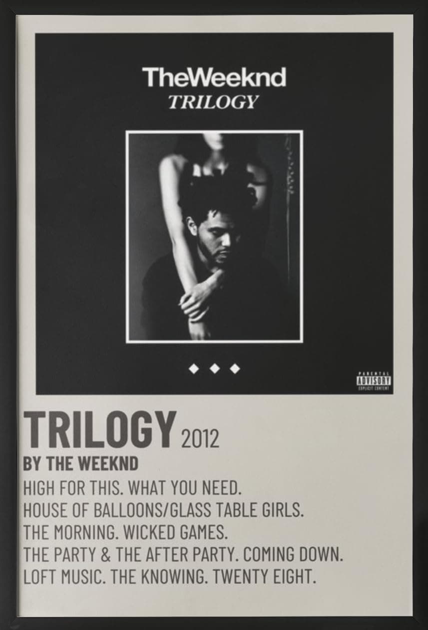 LAMIFRAME The Weeknd Trilogy Album Cover Wall Decoration Art Framed Poster, Matt Laminated Poster with 0.5 Inch Black Wooden Frame (12x18 Inches)