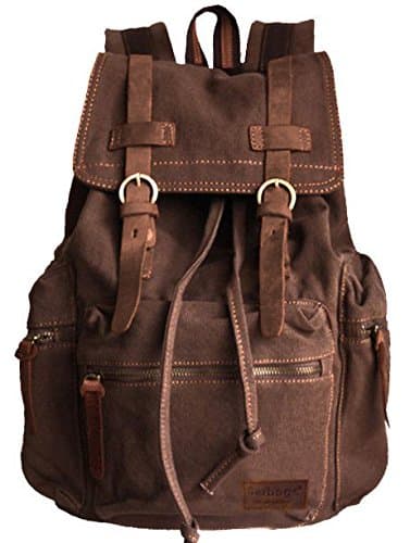 Vintage Military Laptop Outdoor School Hiking Canvas & Genuine Leather parts - Serbags Brand