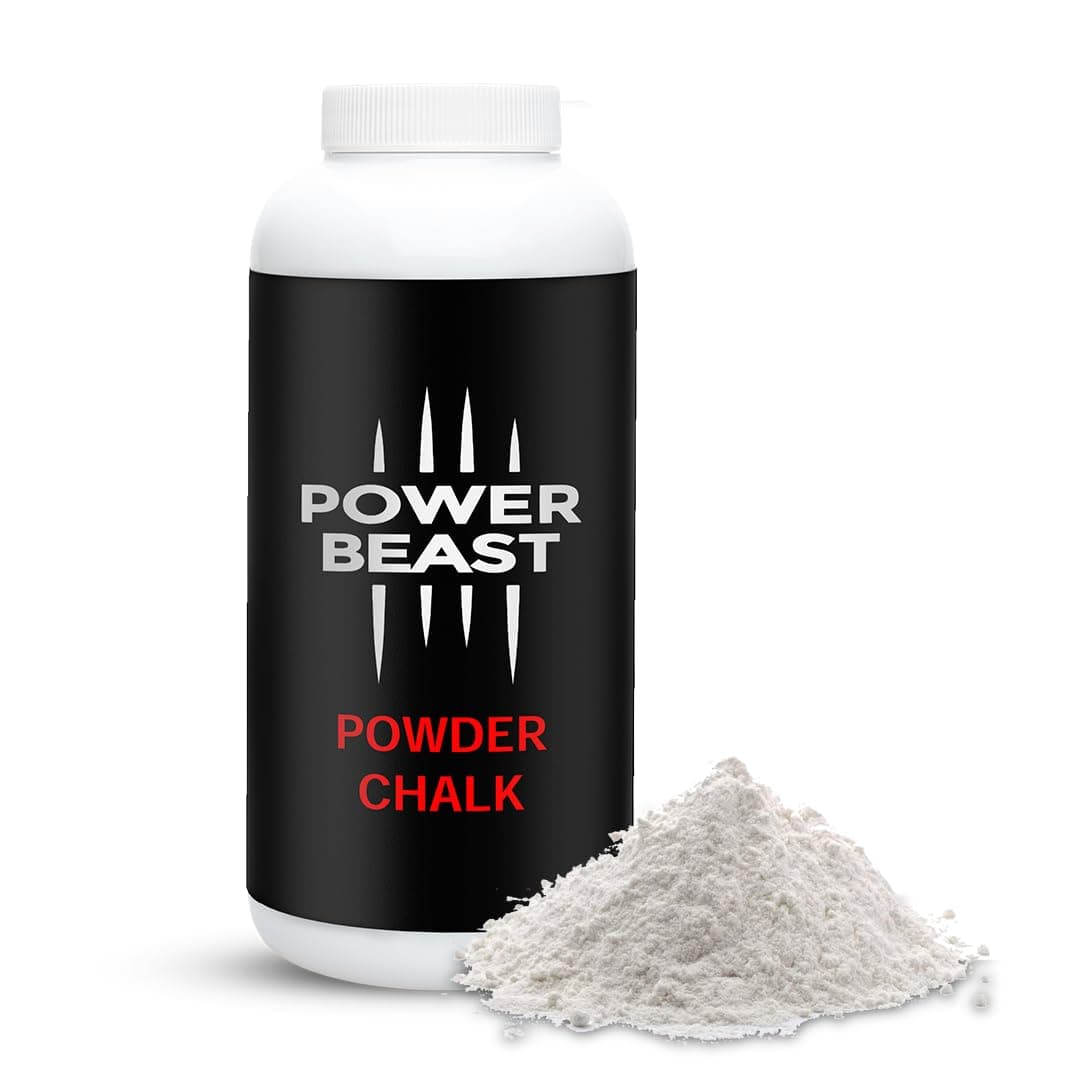 POWER BEAST Powder Chalk Bottle Gym 120 Gr - 4.3 Oz, Gym Chalk, Magnesium Carbonate for Better Grip, Weightlifting, Rock Climbing, Gymnastics, Bouldering, Weightlifting, Pool Billiards.