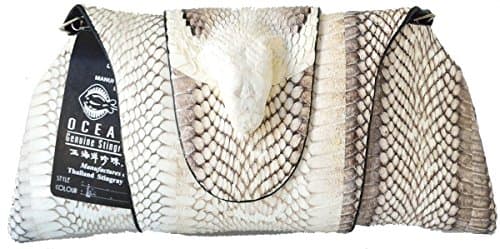 Authentic Snake Skin Women's Head Cobra Chain Clutch Bag Purse Rock Star Handbag