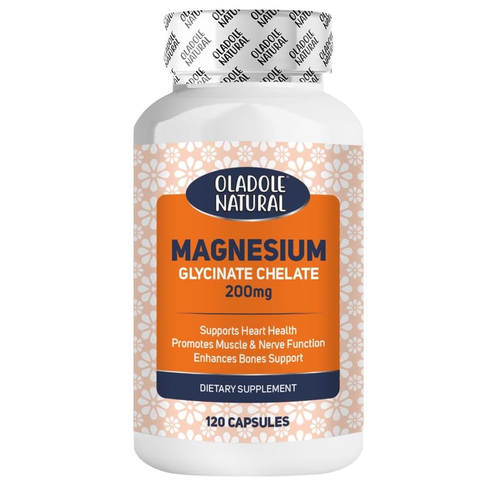 Oladole Natural Magnesium Glycinate Chelate - 120 Capsules | Supports Sleep, Muscle cramps, Stress & Relaxation |High Absorption Magnesium Supplement for Anxiety | Gluten Free & Non-GMO