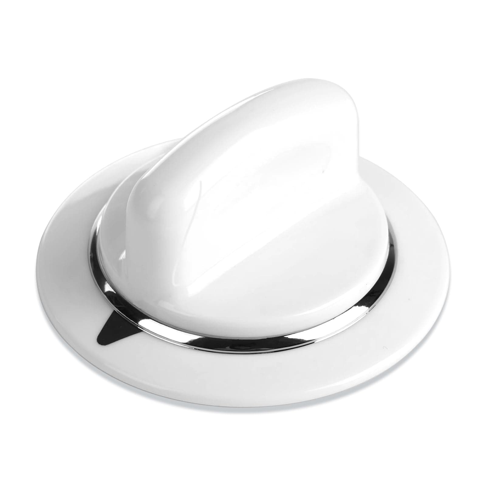 WE1M654 Dryer White Timer Control Knob with Metal Ring for General Electric GE Kenmore Sears RCA Hotpoint Dryer, Replaces AP3995088, 1264290, AH1482197, EA1482197, WE1M443, WE01M0443