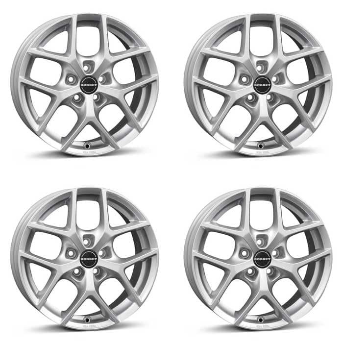 4x Borbet rims alloy rims Y 7x17 ET44 5x114,3 crystal silver compatible with Honda Accord Civic Civic Tourer Ceed CR-V CR-Z FR-V Honda e HR-V