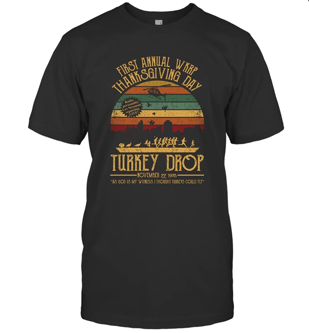 First Annual WKRP Thanksgiving Day Turkey Drop T Shirt WKRP Turkey Drop T Shirt Les Nessman T Shirt