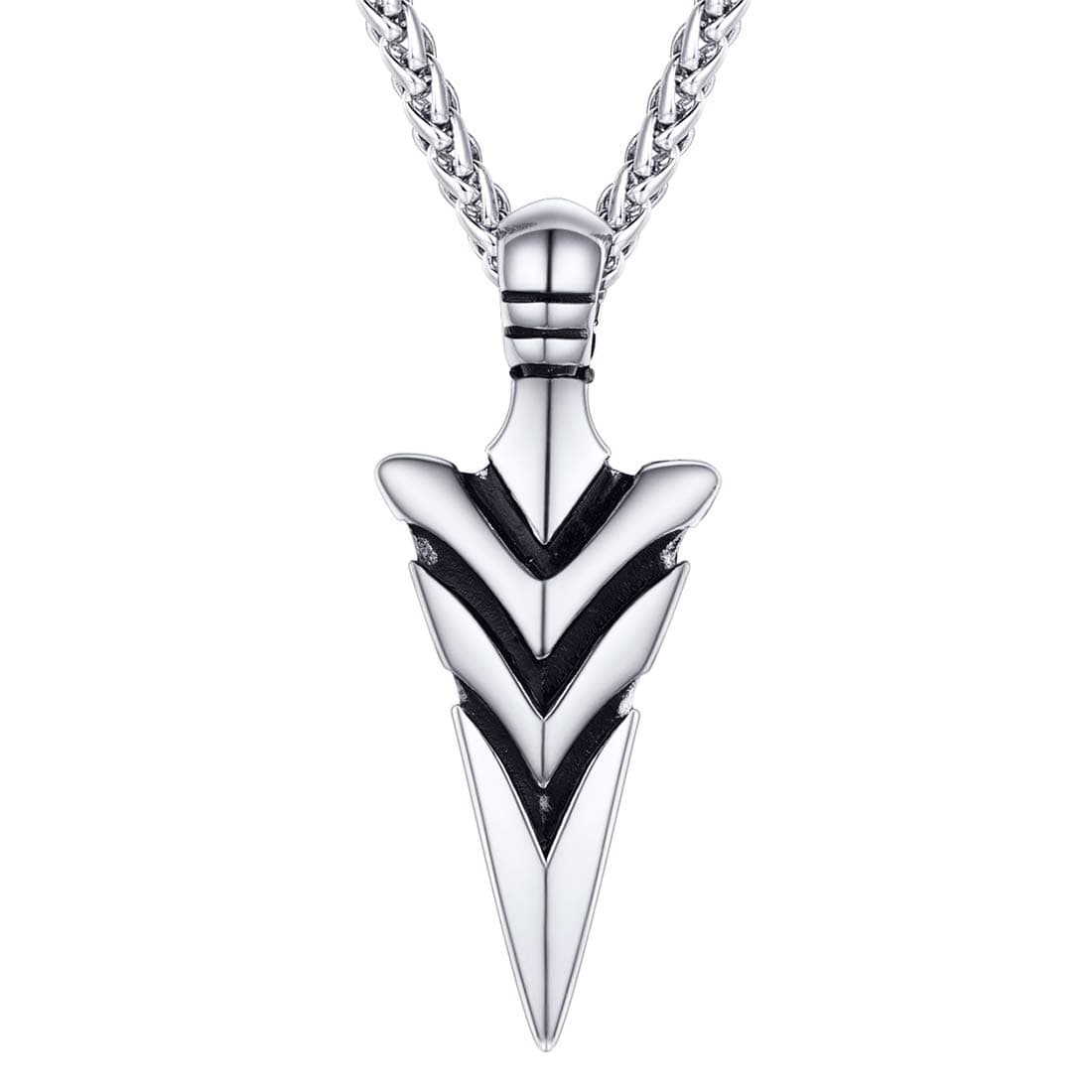 Men Rock Hip Hop Jewelry Stainless Steel 18K Gold Plated Spear Point Arrowhead/Wolf Teeth Pendant Necklaces 22"