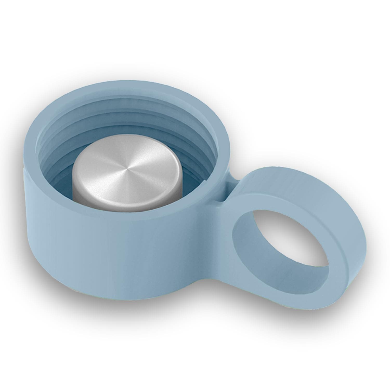 purifyou Replacement Cap for 40, 32, 22, 12 oz Reusable Glass Water Bottle with Time & Volume Markings, Non-Slip Silicone Sleeve, Stainless Steel Lid Insert, Sports Bottle for Water, Juice (Iceblue)