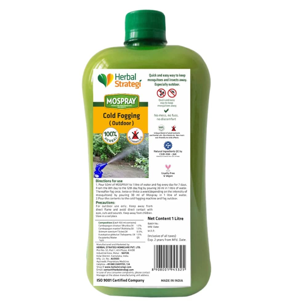 Herbal Strategi Mospray Herbal Cold Fogging Solution, Outdoor Fogging 7-8Ft, 1L