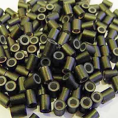 HAIR DE VILLE 500 PCS 3.5 mm Silicone Lined Copper Tube Rings Links Beads Linkies For I Tip Stick Glue Hair Extensions - Color Black