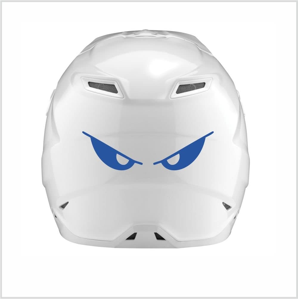 Evil Eyes No Fear Motorcycle Biker Helmet Reflective Decal Sticker M2 5 1/2" X 1 1/2" (Reflective Blue)