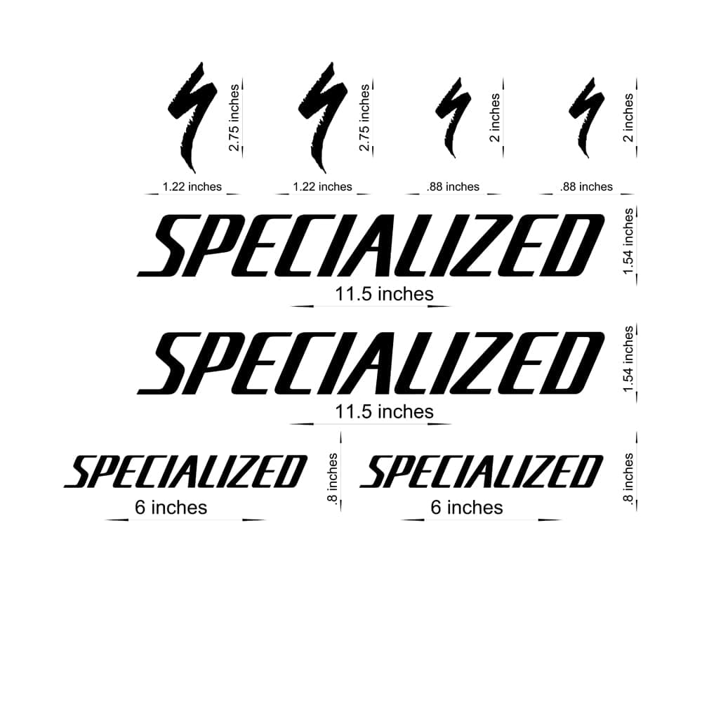 Specialized Road, Mountain, Downhill Bike Sticker/Decal Laptop, Helmet, Bicycle, car (Matte Black)