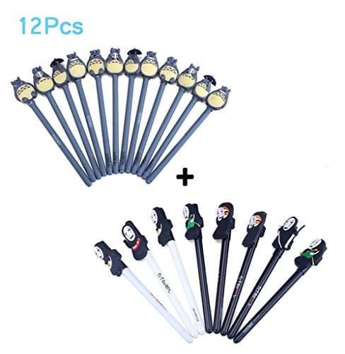 EOLIURR 12Pcs 0.38mm Funny Cute Kawaii and 0.5mm No Face Creative Cute Gel Pen Black Ink Gel Pen Ballpoint Set School Student Kids Gift Stationery Office Supplies