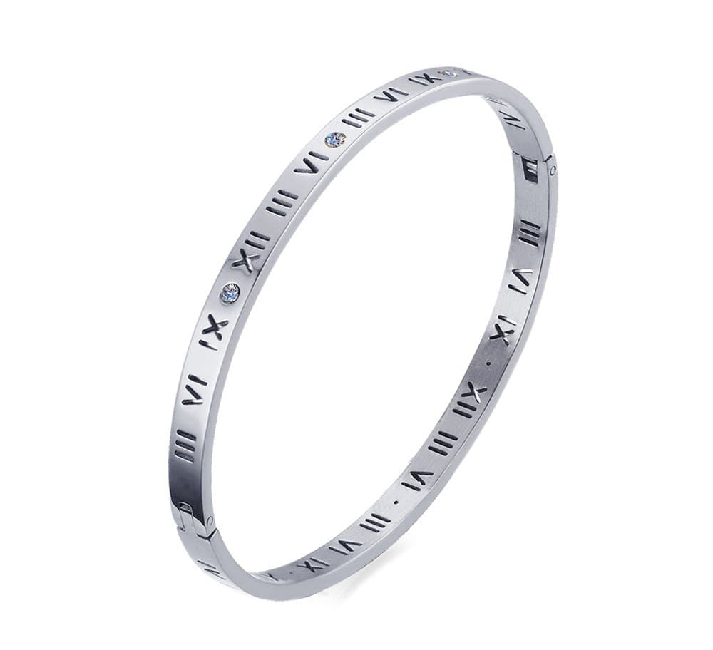 JalineLove Friendship Stainless Steel Roman Numeral Bangle Bracelet Best Gifts Couples Valentine's Day