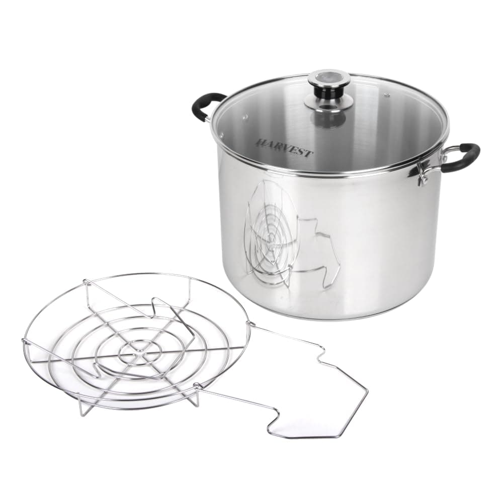 KITCHEN CROP Stainless Steel Multi-Use Canner, 20 Quart, Silver, Includes Rack & Tempered Glass Lid with Temp Indicator