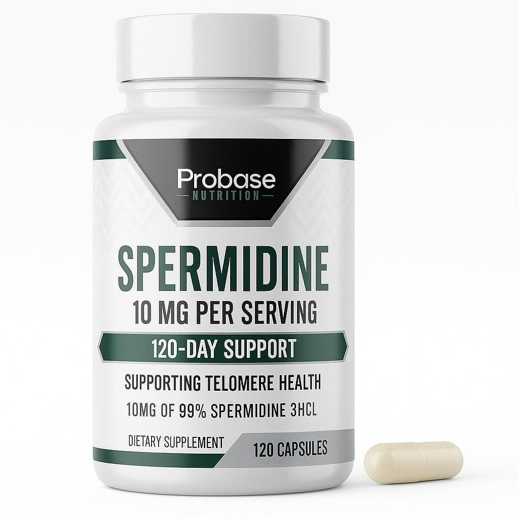 Spermidine (10mg of 99% Spermidine 3HCL - Third Party Tested) 120 Capsules - 100x More Potent Than Wheat Germ Extract, Telomere Health and Aging 120-Day Supply - As efficient as NMN