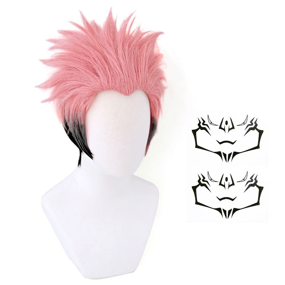 DAZCOSAnime Men's Cosplay Wig with Sticker for Party Halloween Costume Accessory (Pink)