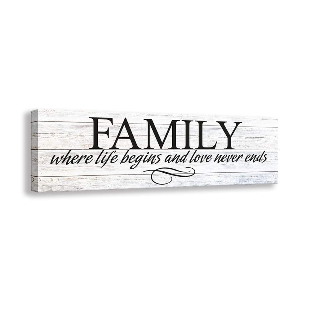 Kas Home Inspirational Quotes Motto Canvas Wall Art,Family Prints Signs Framed, Retro Artwork Decoration for Bedroom, Living Room, Decor (5.5 X 16 inch, Family)