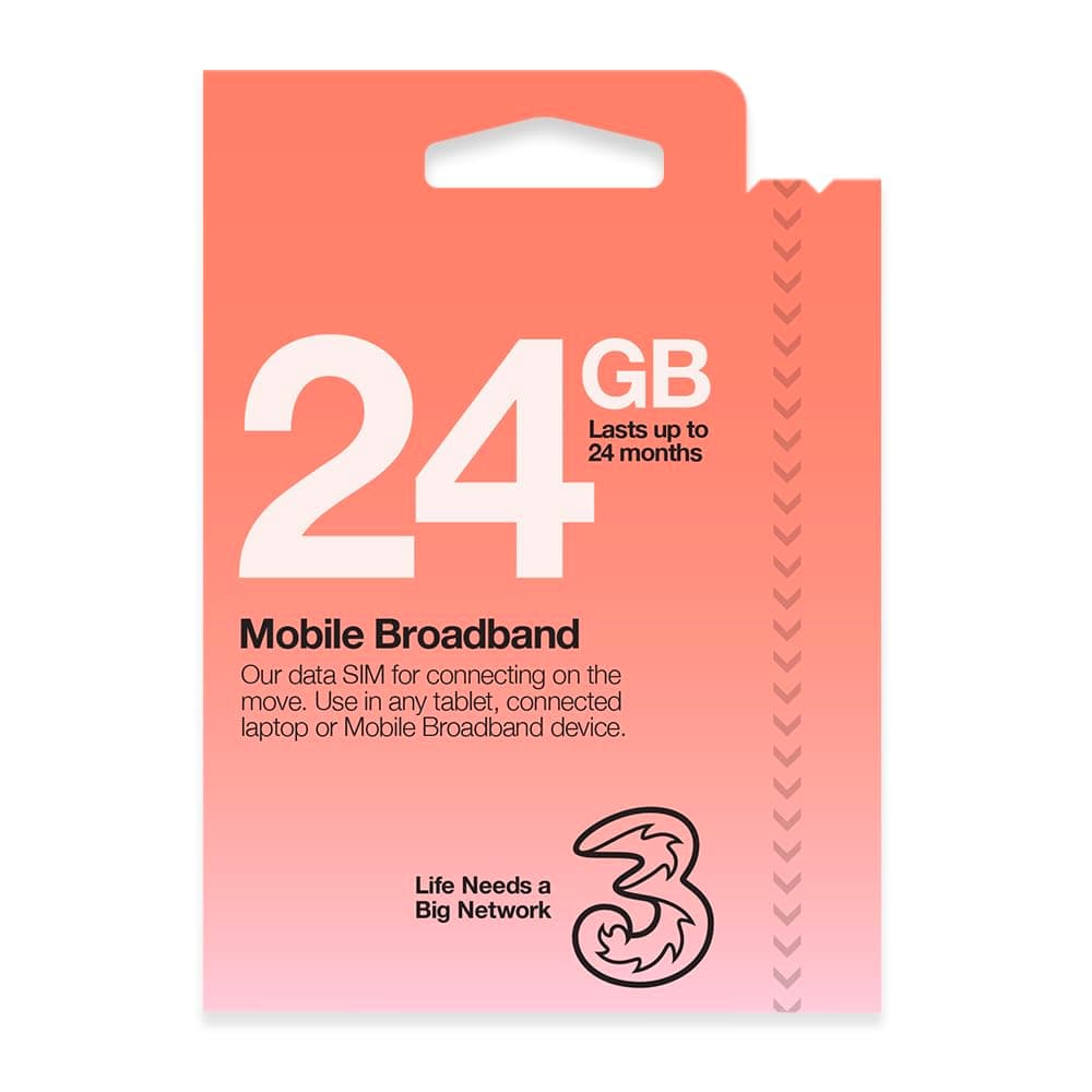 Three Mobile Pay As You Go Mobile Broadband 1 GB data SIM