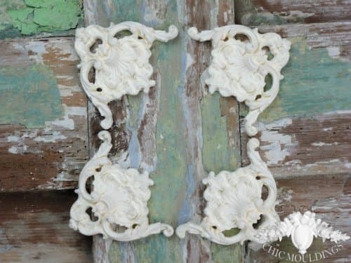 Shabby Chic Moulding Applique Ornate Set of 4 Large Corners Perfect for Frames Decorative Furniture Trim Embellishment Onlay
