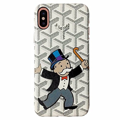 Deluxe Concept Fashion Luxury Cell Phone Case for iPhone X/XS Mr Monopoly (White)