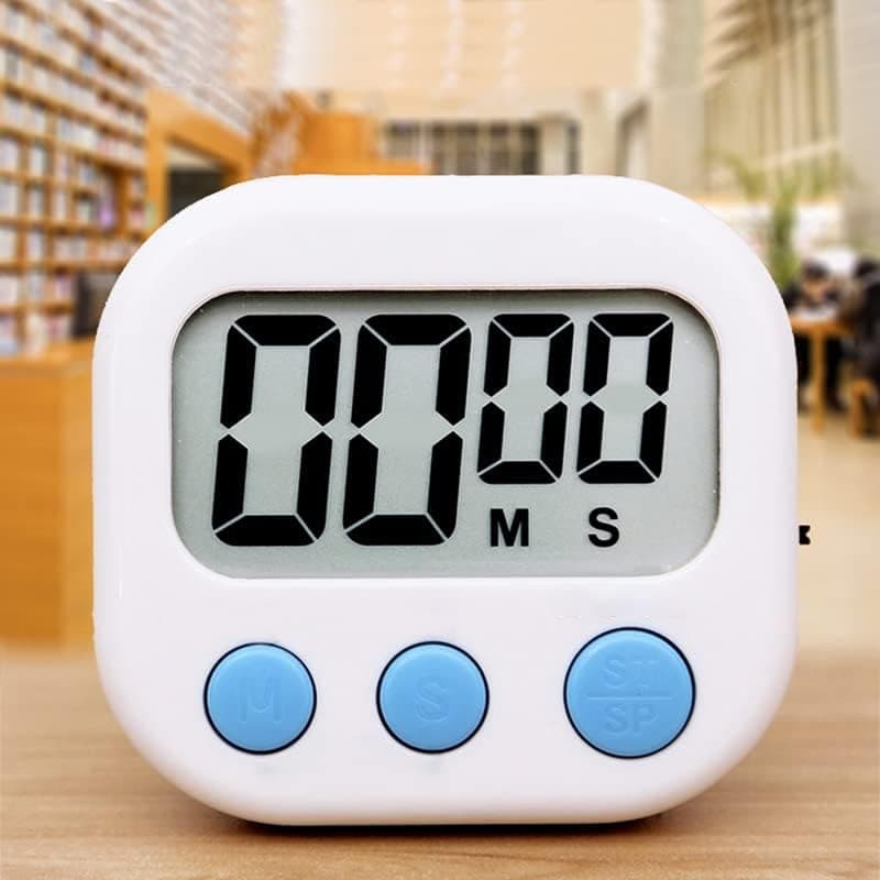 DRS Digital Kitchen Timer & Stopwatch, Countdown Large Digits, Loud Alarm, Magnetic Stand Round, for Cooking | Baking | Kids Study Teacher Shower Bathroom Oven Round Back Stand Hanging Hole, White