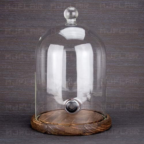 MJFLAIR cocktail bar Height 24cm smoking cover cloche lid with wood base-Style A
