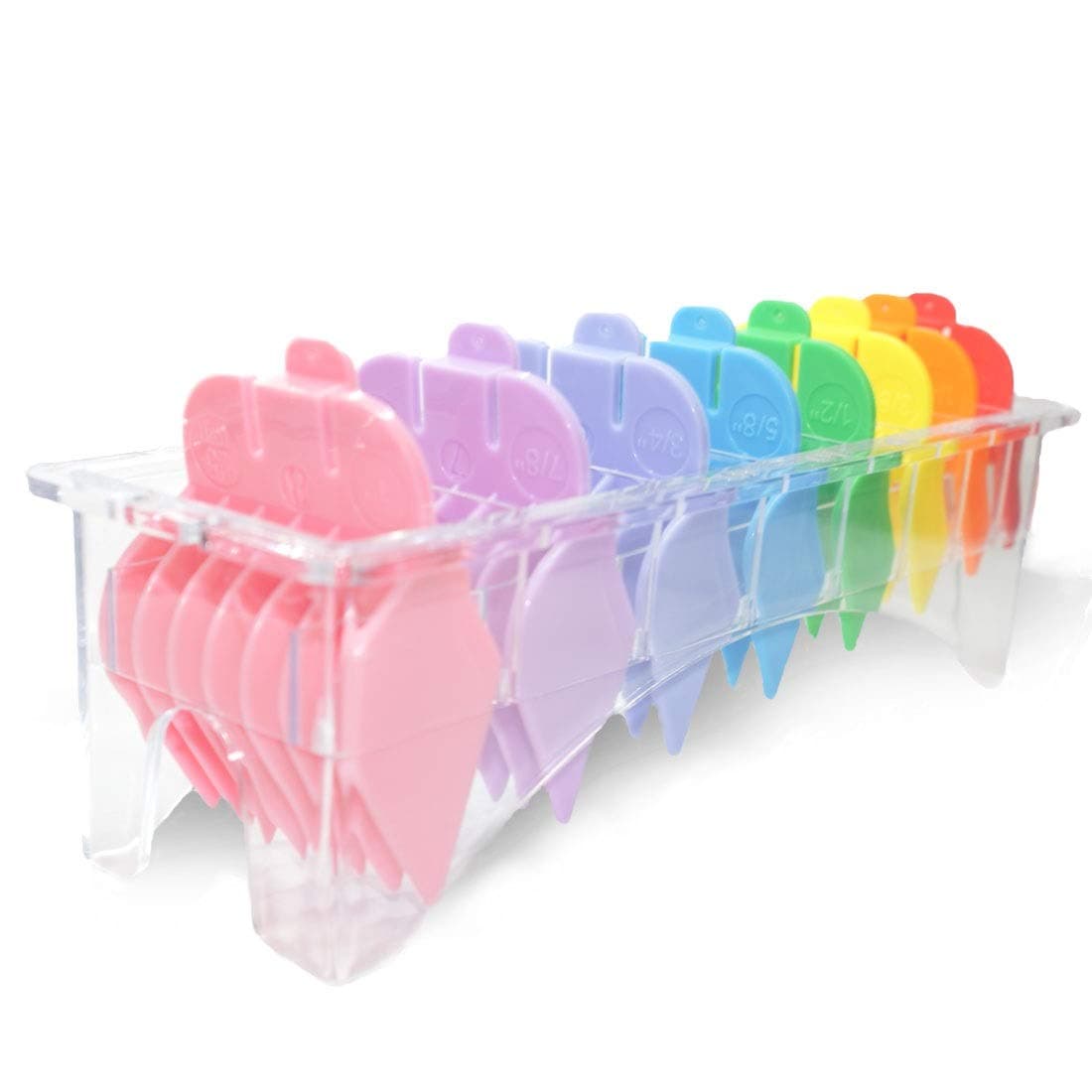 New Premium Limited Edition 8 Color Hair Trimmer/Clipper Cutting Guides/Combs/Coded #3170-400 - 1/8” to 1 - for All Full Size Clippers/Trimmers