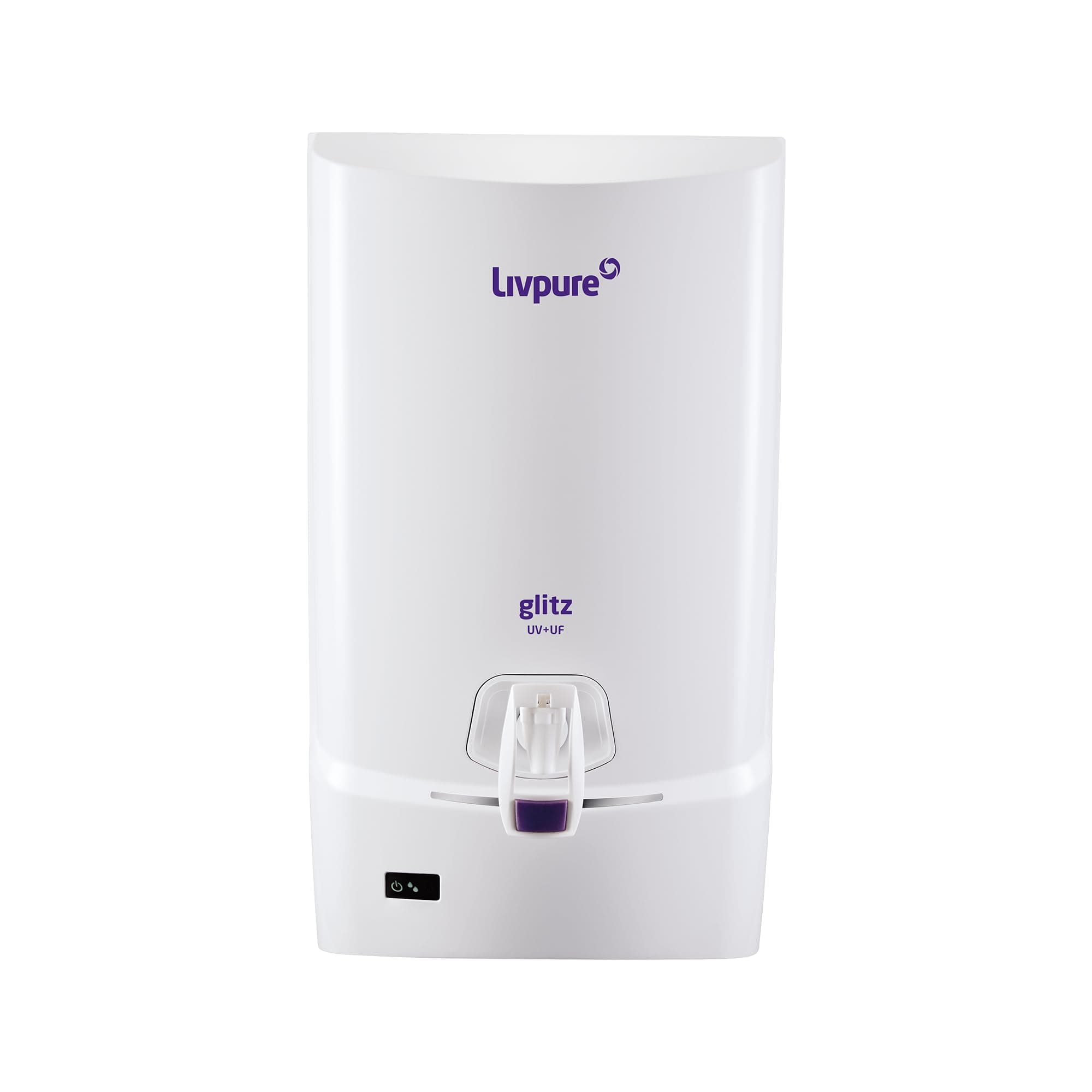 Livpure Glitz Pure UV+UF Water Purifier with 7 L tank capacity - Suitable for Municipal Water, TDS upto 250ppm (White) (Not Suitable for tanker or borewell water)