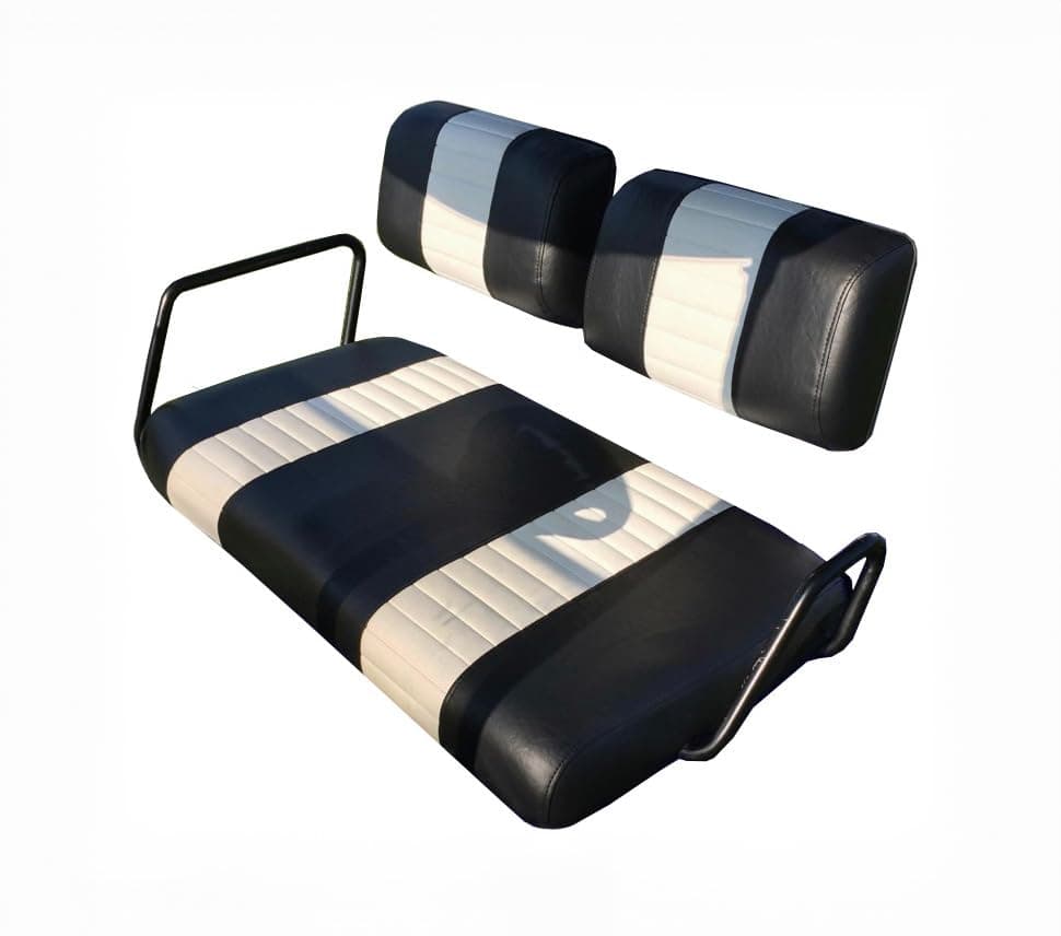 Yamaha G-16/G-22 "STAPLE ON" Golf Cart Seat Cover With Matching Rear Facing Seat Cover (2 Stripe)