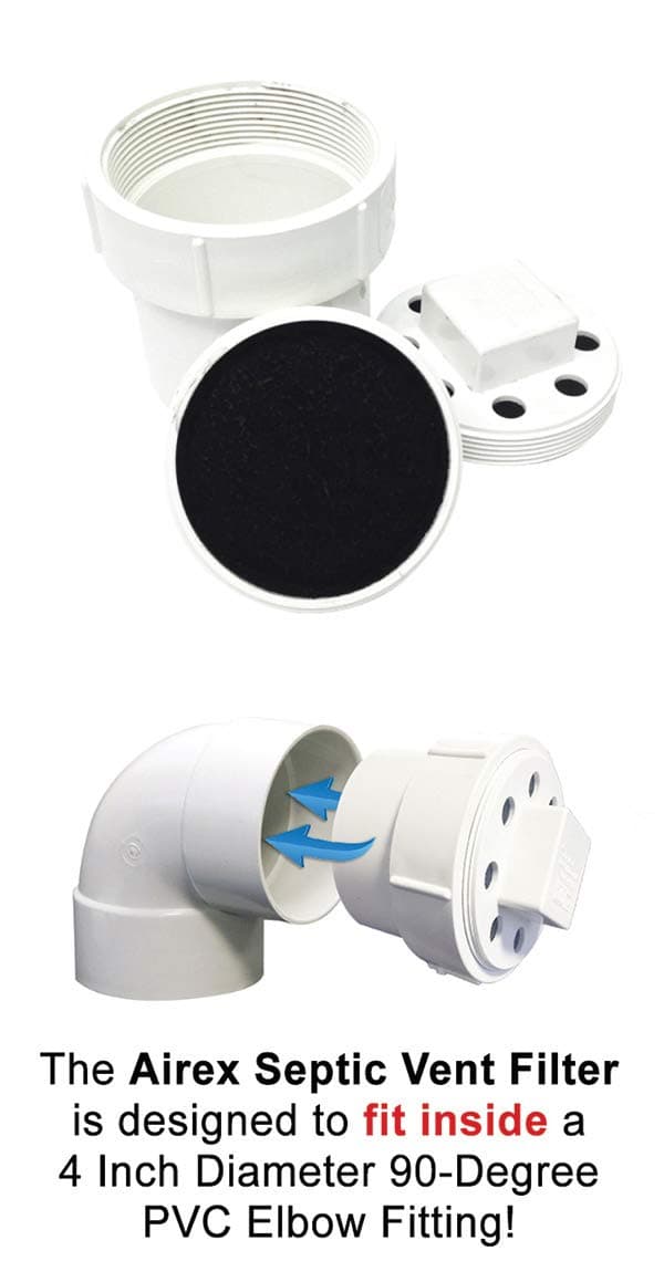 Triple Carbon 4" Septic & Sewer Odor Vent Pipe Filter - Stop The Odor NOW!