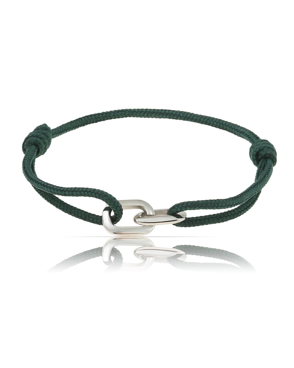 Nami Nautical Bracelet for Men Adjustable Waterproof Rope Bracelet for Men with Stainless Steel Charm Gifts for Him (Emerald Green Silver), Adjustable, Silver, No Gems, Silver, No Gemstone