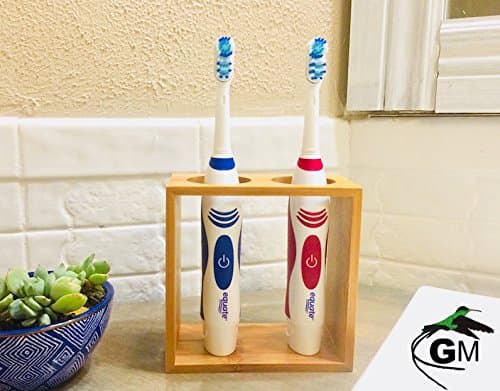 Electric toothbrush holder, 2-Slot Bamboo Electric Toothbrush Holder, Toothbrush holder
