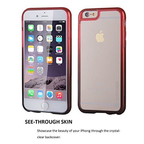 Apple iPhone 6 Plus 6S Plus Case, Scratch Resistant, Clambo Crystal Series Clear iPhone 6 6S Plus Case Gradient Color Hybrid Bumper Case for iPhone 6 Plus 6S Plus Case Clear (Gradient Black Red)